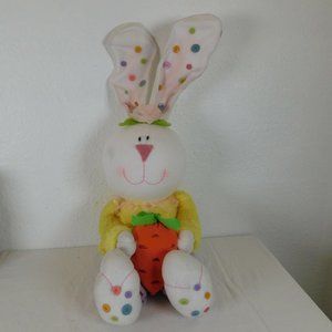 Bunny Rabbit Plush Shelf Sitter Styrofoam Head Easter Decoration Buttons Carrot